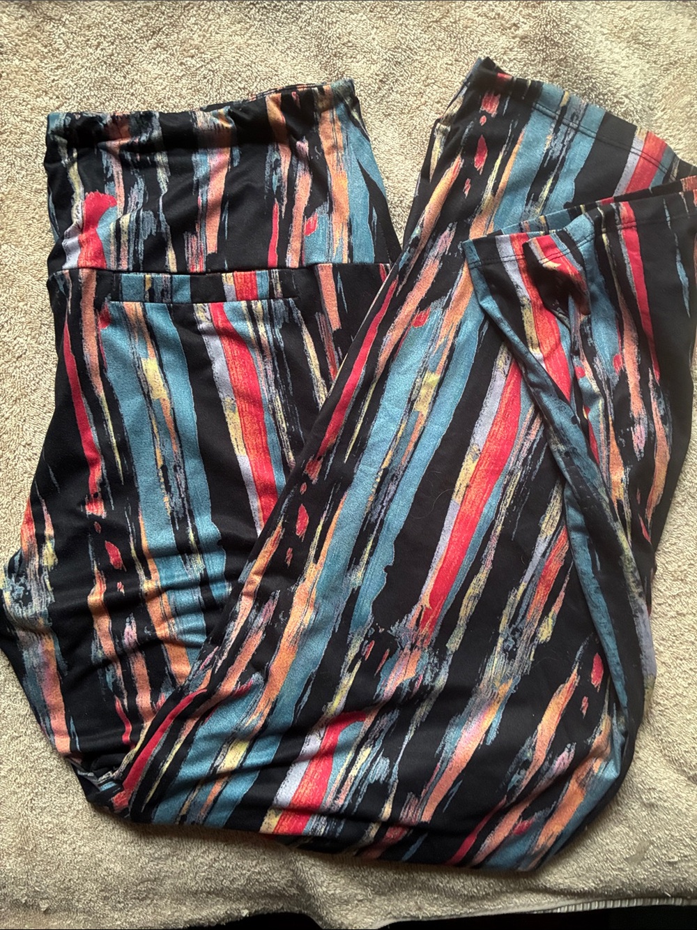 Arolina XXL Teal/Black Print Knit Palazzo Pants